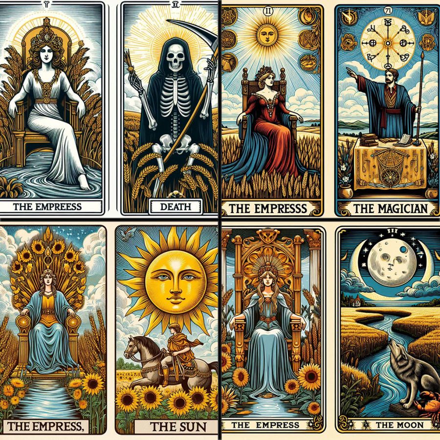 La emperatriz junto a otras cartas del tarot