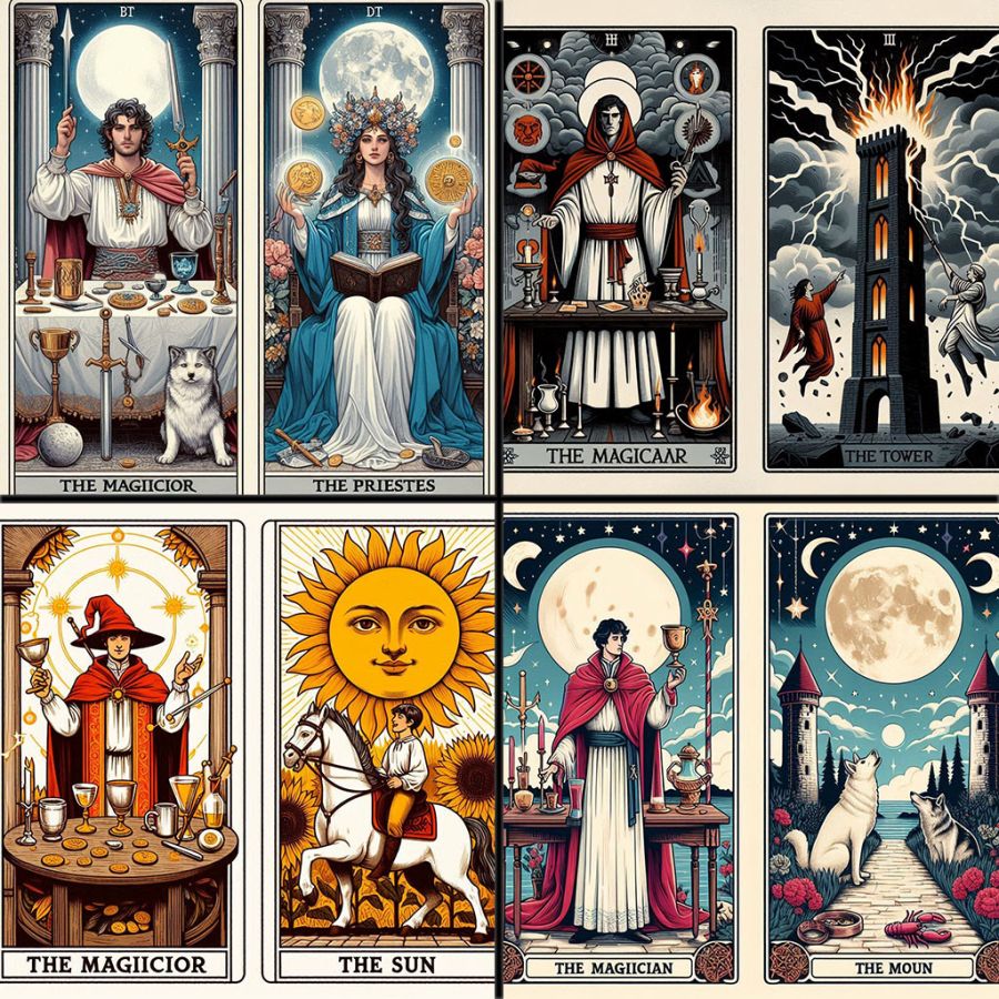 El mago junto a otras cartas del tarot